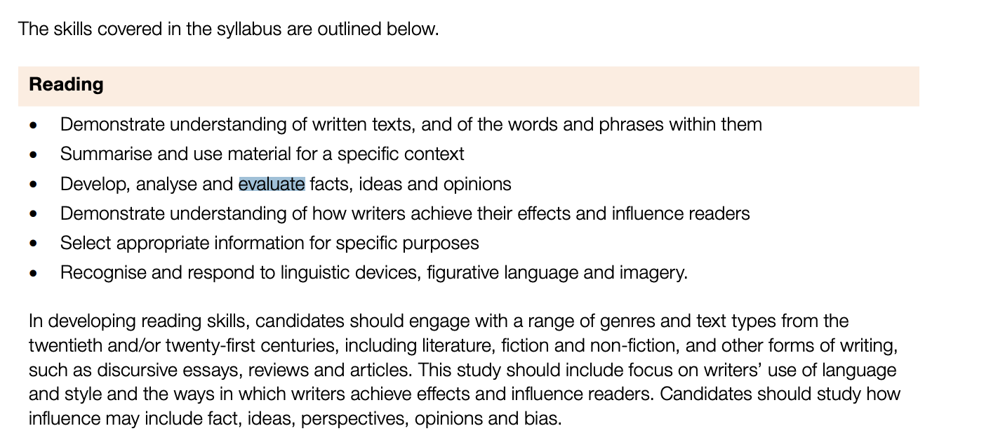 How To “Evaluate” In IGCSE First Language English ...